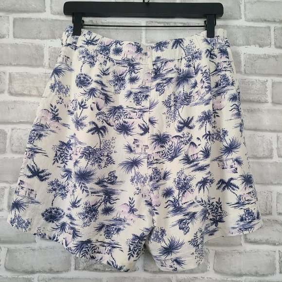 Abercrombie and Fitch Linen Blend Shorts Tropical Print Tailored Beach Resort M - Picture 2 of 10